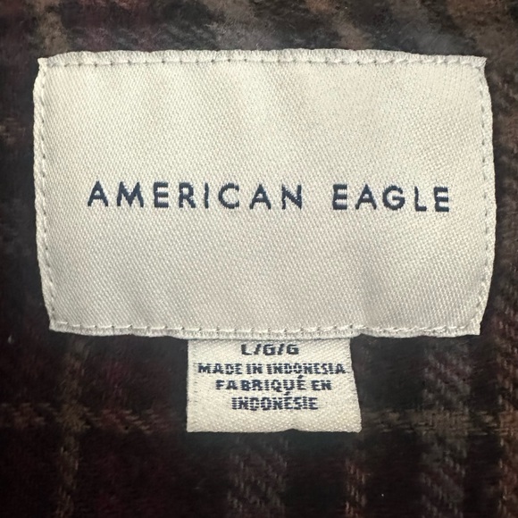 American Eagle Plaid Cropped Button Down Flannel Top - Picture 3 of 4